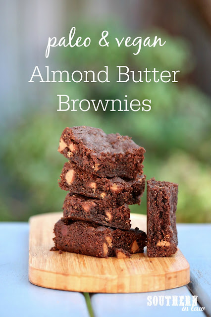 Paleo and Vegan Almond Butter Brownies Recipe - gluten free, vegan, paleo, egg free, dairy free, sugar free, healthy, clean eating dessert recipe, flourless, grain free recipes