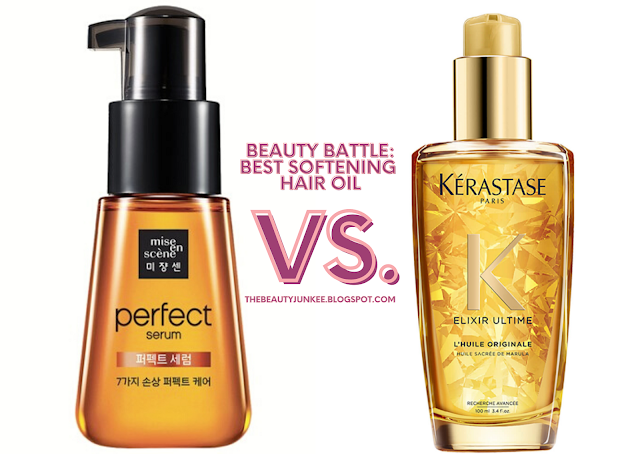 BEAUTY BATTLES Best Softening Hair Oil mise en scene perfect hair serum vs. kerastase elixir ultime morena filipina hair blog