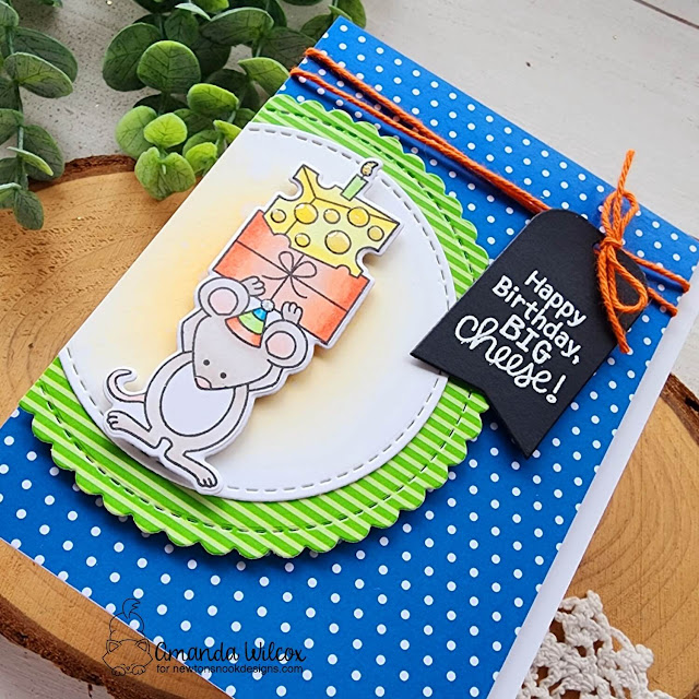 Mouse Birthday Card by Amanda Wilcox | Birthday Mice Stamp Set, Bright Basics Paper Pad, Circle Frames Die Set and Frames & Tags Die Set by Newton's Nook Designs #newtonsnook #handmade