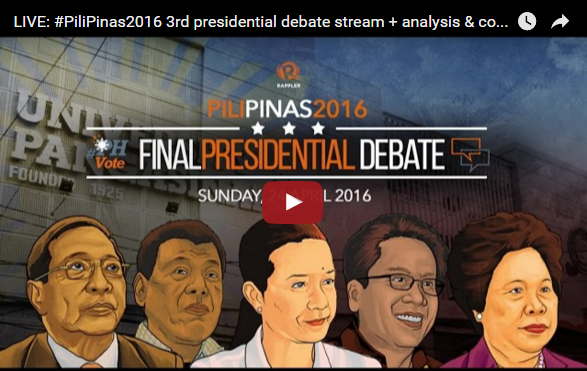 Live Streaming: The Final Presidential Debate Pilipinas 2016