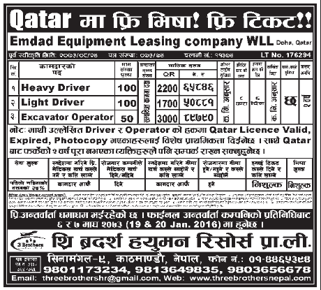 Free Visa Free Ticket Jobs in Qatar for Nepali
