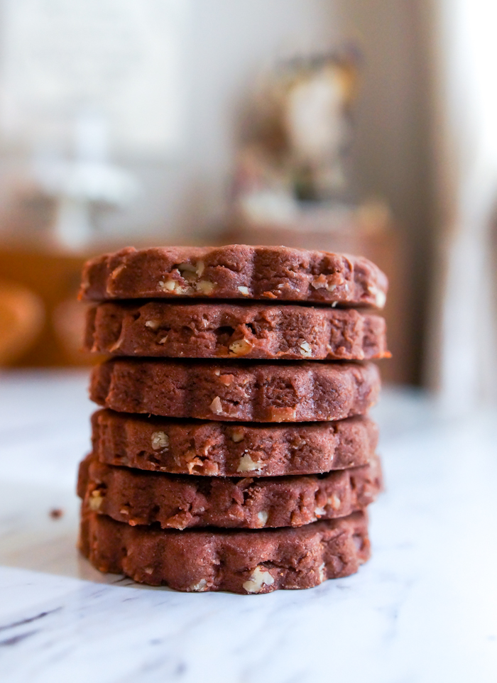 september baking: german chocolate cut-out cookies, stacked