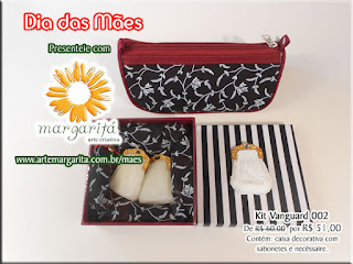 Kit Vanguard 002 - De R$ 60,00  por R$ 51,00 - Contém: caixa decorativa com sabonetes e necéssaire.