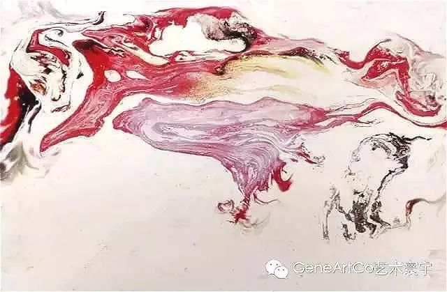 H.H.第三世多杰羌佛西畫—桃花雲像一片紗在空中飄著