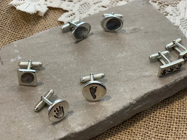 Finger, hand and footprint cufflinks by Itsy Bitsy Imprints