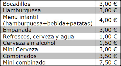 Precios de venta al público de la caseta de Vecinos por Algete