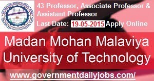 MMMUT RECRUITMENT 2015 FACULTY 43 POSTS