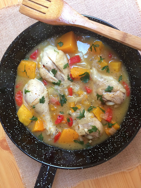 pollo guisado con calabaza receta