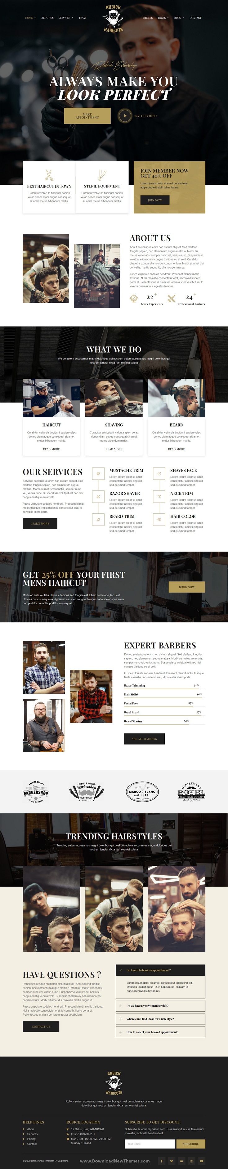 Barbershop and Hair Salon Elementor Template Kit