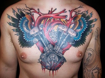 Bikers are known for having extensive tattoos, including sleeves and large back pieces.