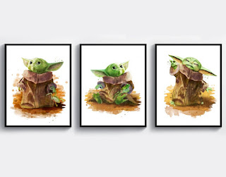 baby yoda wall art