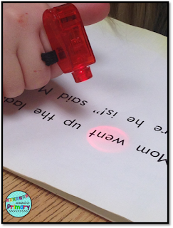 Dollar store finger lights are the perfect tool to use to have kids track text during guided reading lessons. 