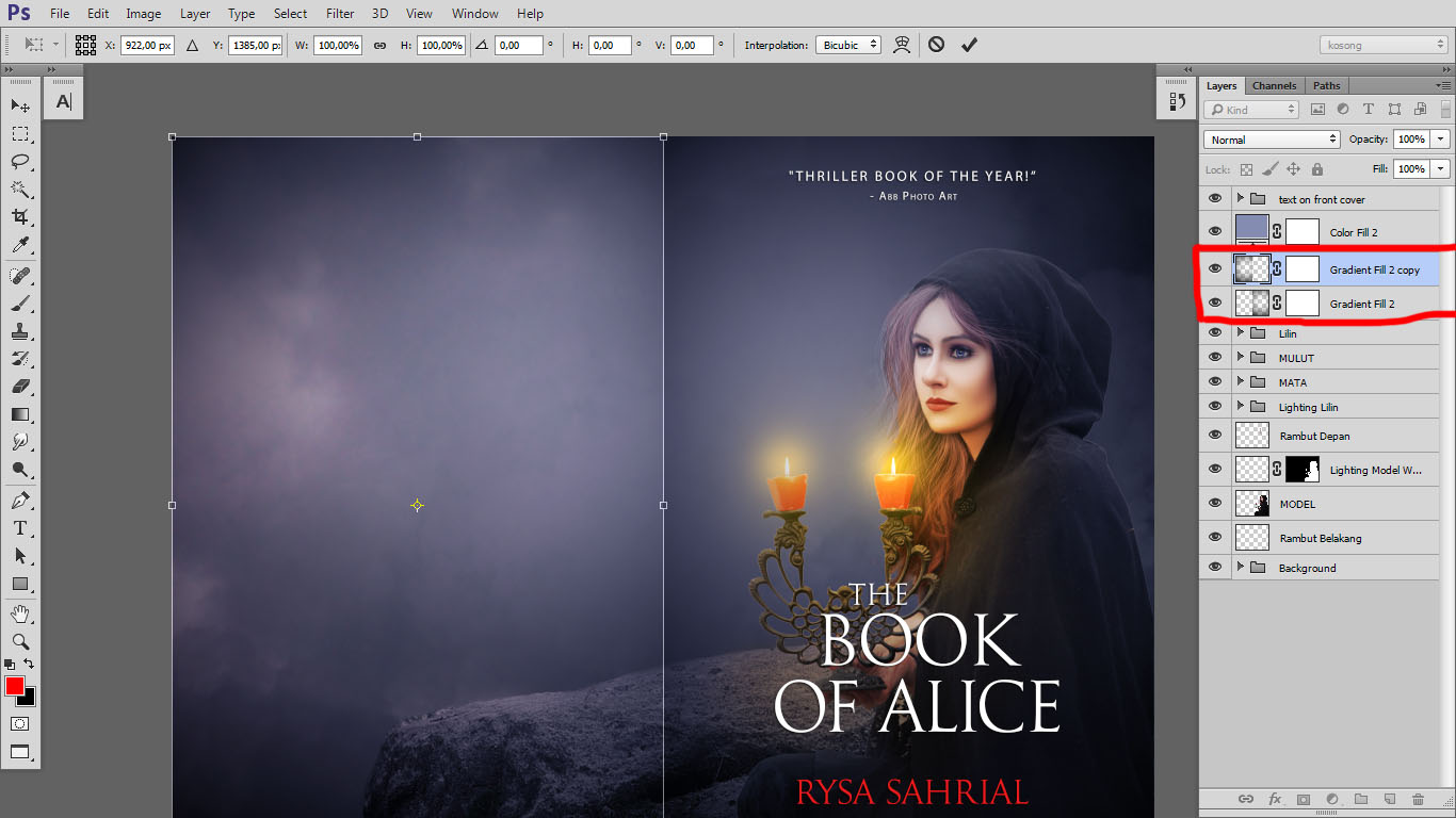 Design cover  buku  Novel  dengan Photoshop CC part2 