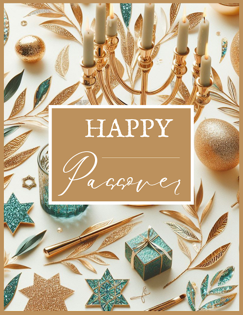 Free Passover Card Funny Passover Greeting Jewish Printable | Aesthetic Luxury Bronze Gold Glitter Menorah Blue Star Of David Modern Cool Cute Background Image Design