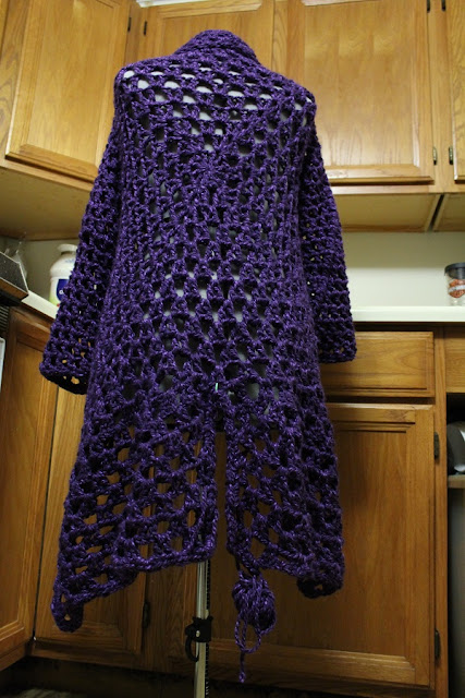 crochet, duster, coat, knee-length, Charisma, yarn