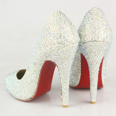 Glitter Wedding Shoes on Christian Louboutin Bridal Shoes Glitter Pumps Satin White