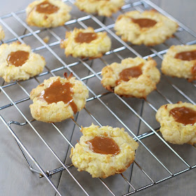 coconut caramel thumbprint cookies