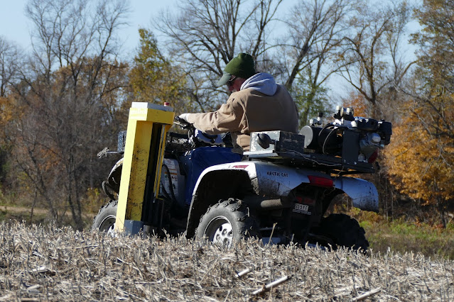 farmer collecting soil samples in fall