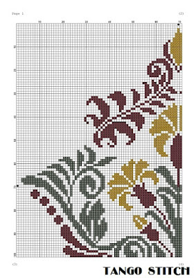 Victorian vintage flower easy cross stitch hand embroidery pattern - Tango Stitch
