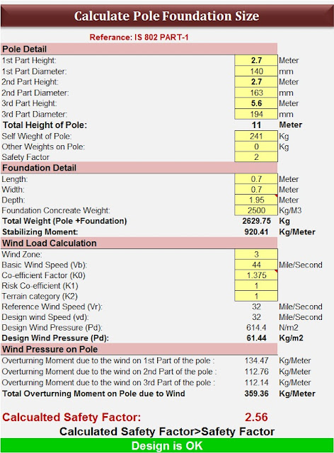 pole foundation design xls steel pole design calculation xls light pole foundation calculator pole depth calculator light pole foundation design spreadsheet light pole foundation design example flag pole foundation design example pole embedment depth calculation