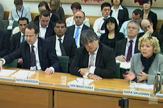 Keith Anderson of ScottishPower, Ian Marchant of SSE and E.ON's Sara Vaughan telling MPs the Government is bungling energy policy.