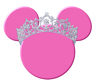 cabeza de minnie mouse de color rosa con corona