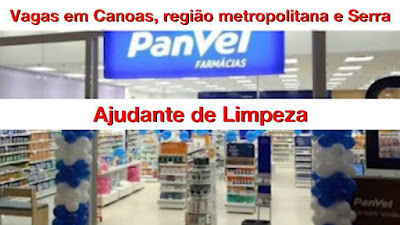 Panvel abre vaga para Auxiliar de limpeza em Canoas, região metropolitana e Serra