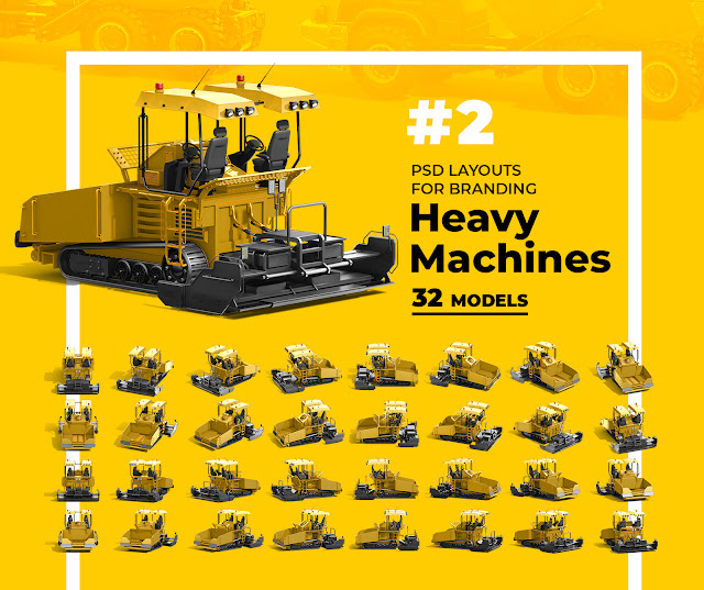 PSD Mockup 3D model Heavy Machines - Asphalt Paver #2