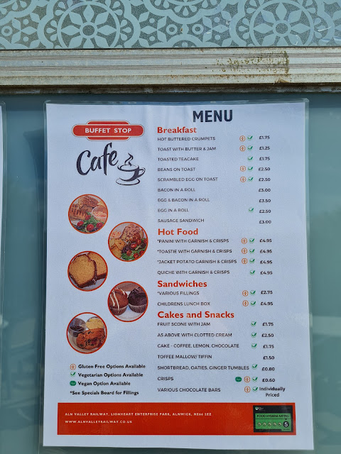 Aln Valley Railway Review  - cafe menu