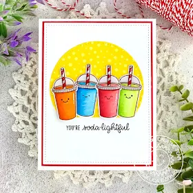 Sunny Studio Stamps: Stitched Semi-Circle Dies Summer Sweets Frilly Frame Dies Summer Themed Card by Angelica Conrad