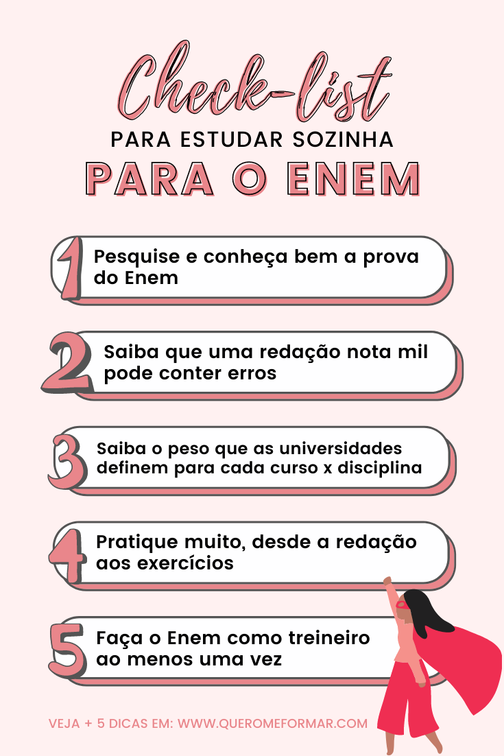 Check-list Como Estudar para o Enem Sozinha Gratuitamente 10 Dicas que Realmente Funcionam