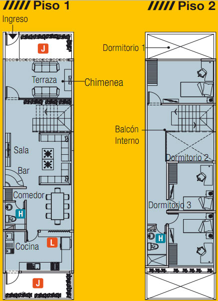 PLANO DE CASA DE 5m x 20m CON UN LOTE ADELANTE by planosdecasas10.blogspot.com