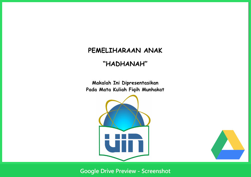 Contoh Makalah Agama Tentang Pemeliharaan Anak (Hadhanah)  Contoh 