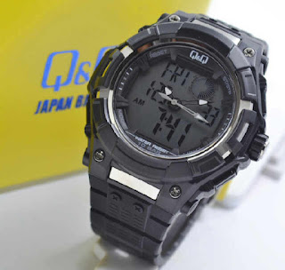 jam tangan Q&Q GW80J003Y full black rubber