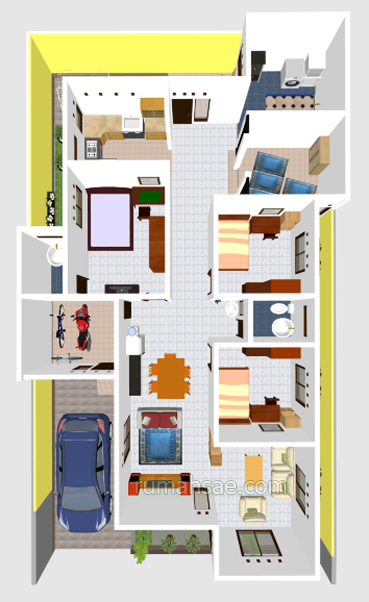  Denah  Rumah  Minimalis  1 Lantai Rumah  Sae