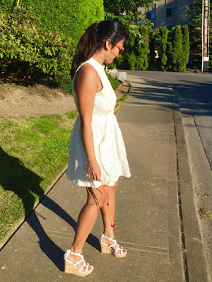 little white dress, sudio head phones review, white dress with white wedges, indian fashion blogger, ananya kiran , seattle blogger