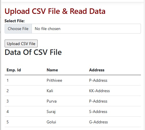 Upload CSV File and Display in Table in Asp.Net Core MVC Using C#.Net
