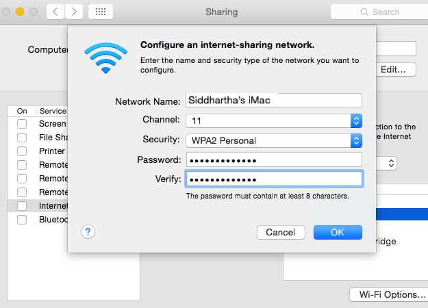 broadcast internet from mac