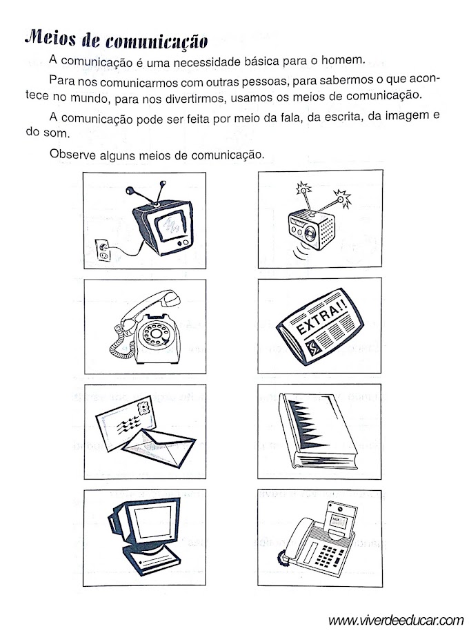 Atividades Sobre Meios de Comunicação para Ensino Fundamental - 1º e 2º Ano