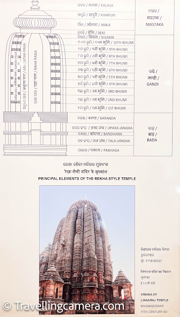 The Vimana of the Lingaraj Temple is a magnificent and intricately designed structure that represents the sacred abode of Lord Shiva, the presiding deity of the temple. The Lingaraj Temple is located in Bhubaneswar, Odisha, India, and is one of the most revered and iconic temples in the region. The Vimana, also known as the main tower or shikhara, is a central feature of the temple's architecture.  Key Features of the Vimana of Lingaraj Temple:  Architectural Style: The Lingaraj Temple is a quintessential example of Kalinga architecture, which is prominent in Odisha. The Vimana follows the Rekha Deula style, characterized by its curvilinear design and stepped pyramid form.  Height and Proportions: The Vimana stands tall as the central and most prominent tower of the temple complex. Its verticality is emphasized by its stepped and layered structure. The height and proportions of the Vimana draw the eyes upward, symbolizing a connection between the earthly realm and the divine.  Intricate Carvings: The Vimana is adorned with intricate carvings and sculptures that depict various deities, celestial beings, mythological scenes, and motifs. These carvings are not only ornamental but also carry deep spiritual and symbolic significance.  Decorative Elements: The Vimana's exterior is enriched with ornamental features like niches, pilasters, miniature towers, and reliefs. These elements contribute to the overall visual splendor of the temple.  Amalaka: At the very top of the Vimana, an amalaka stone disc is placed. The amalaka is a circular, ribbed element that serves as both a decorative and stabilizing component.  Symmetry and Precision: The Vimana showcases a remarkable level of symmetry and precision in its design. The arrangement of architectural elements, including pillars, arches, and carvings, follows a balanced and harmonious composition.  Crowning Element: The Vimana is considered the crown of the temple, representing the culmination of the structure's design. It is adorned with several smaller shikharas and pinnacles that enhance its visual complexity.  Religious Significance: The Vimana is not merely a physical structure but holds immense spiritual significance. It symbolizes the divine presence of Lord Shiva and the journey of devotees' souls towards spiritual enlightenment.  Traditional Techniques: The construction of the Vimana involves traditional techniques of temple architecture that have been passed down through generations. Skilled artisans and craftsmen have meticulously crafted every detail of the Vimana.