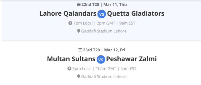 Pakistan super league 2021 schedule