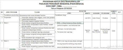 Program Kerja Pasibra TP 2019/2020 SMP/MTs, SMA atau untuk yang sederajat, http://www.librarypendidikan.com/