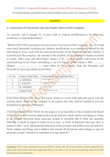 special resolution under section 62(3) of companies act 2013