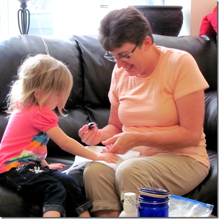 Painting Elaine's nails