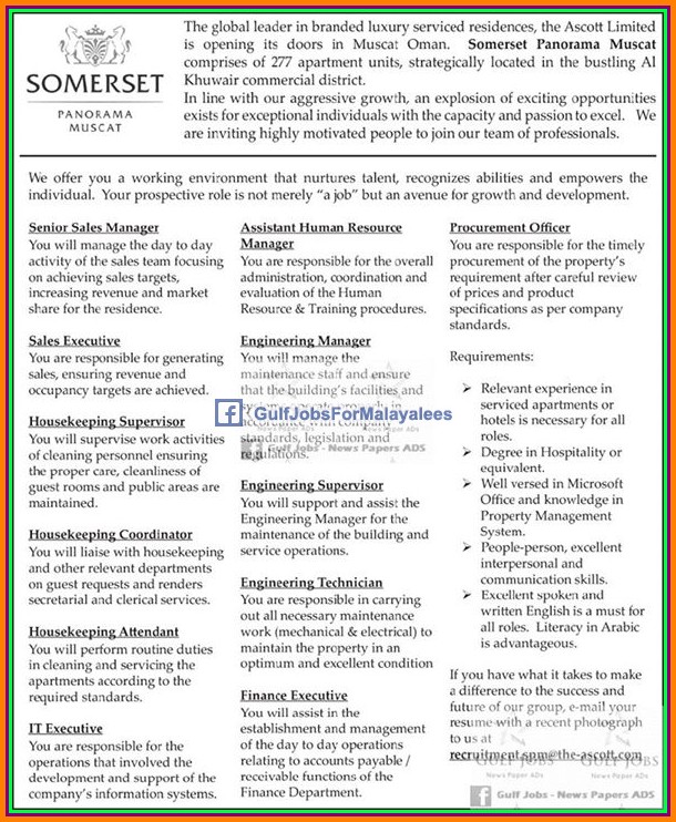 SOMERSET Muscat large job vacancies