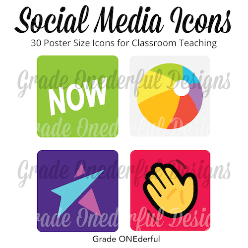 Are you teaching internet safety and need a set of great looking visuals? I have you covered with this set of poster-sized social apps kids are using. There are 30 different images, in both color and black and white. They're perfect for bulletin boards, group work and presentations. You'll receive both a pdf of 60 icons PLUS 60 individual png files.