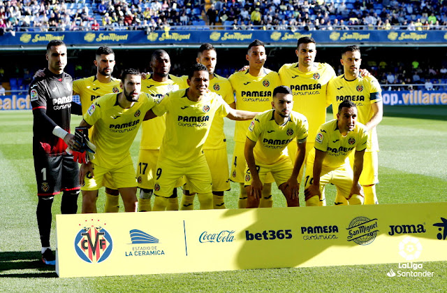 VILLARREAL C. F. Temporada 2018-19. Sergio Asenjo, Álvaro, Toko Ekambi, Víctor Ruiz, Funes Mori, Iborra y Mario Gaspar; Pedraza, Carlos Bacca, Manuel Morlanes y Santi Cazorla. VILLARREAL C. F. 1 (Santi Cazorla) DEPORTIVO ALAVÉS 2 (Maripán, Inui). 02/03/2019. Campeonato de Liga de 1ª División, jornada 26. Villarreal, Castellón, estadio de La Cerámica.