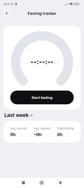 schermata del Fasting tracker su Greatness con i vari parametri che verranno monitorati