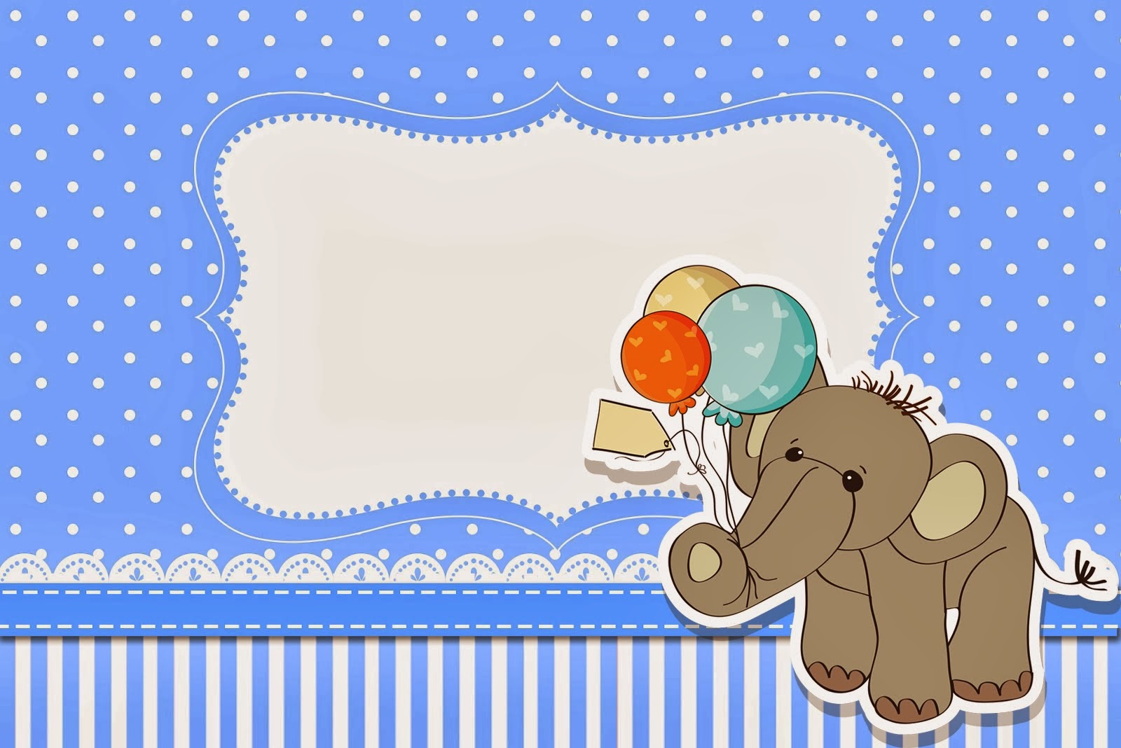 paper photo best for invitations with Invitations for Parties: Balloons Printable Baby Elephant Free