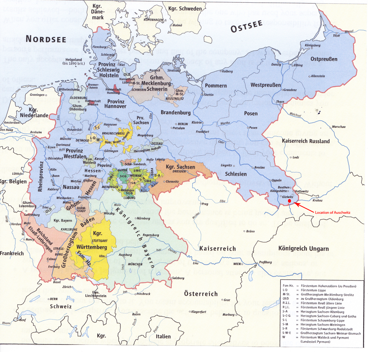 Auschwitz Germany Location Map